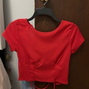 Red Backless Women's Top